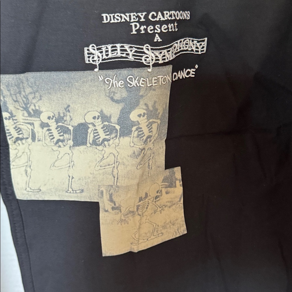 Disney Pants Black The Skeleton Dance Graphic Elastic Waist